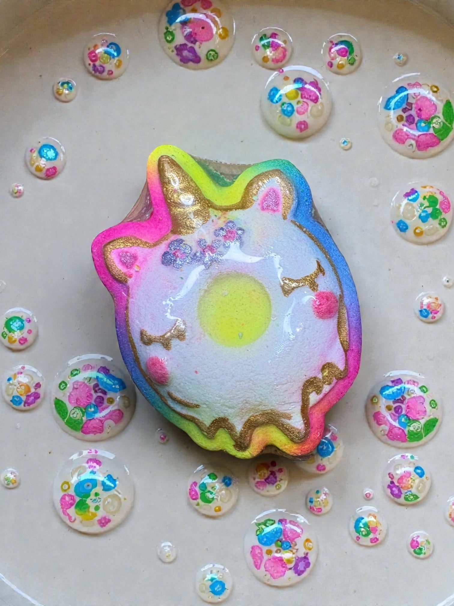 Rainbow Unicorn Donut bath bomb